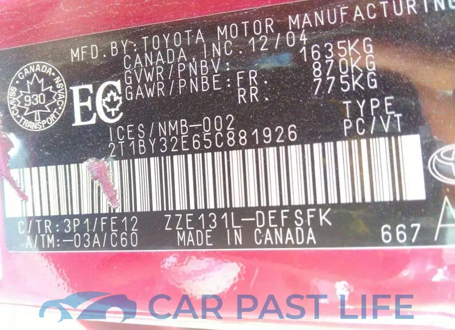 2T1BY32E65C881926# 9