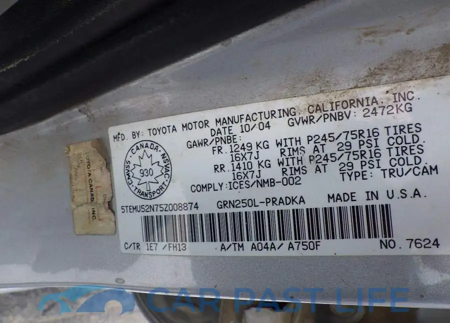 5TEMU52N75Z008874# 8