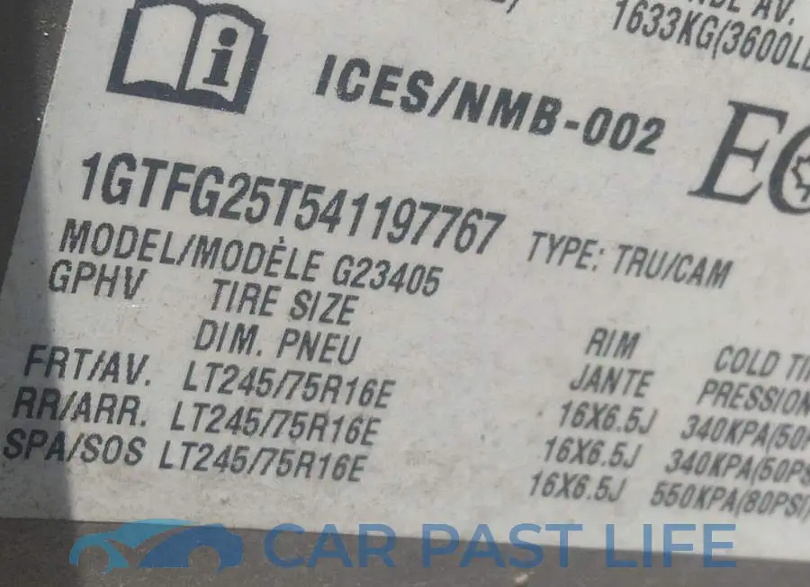 1GTFG25T541197767# 9