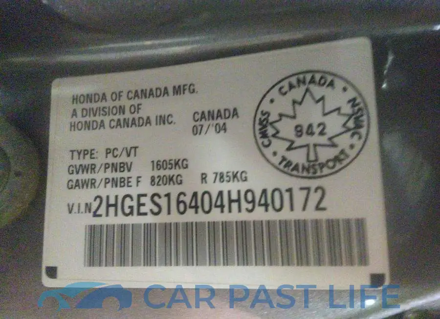 2HGES16404H940172# 9