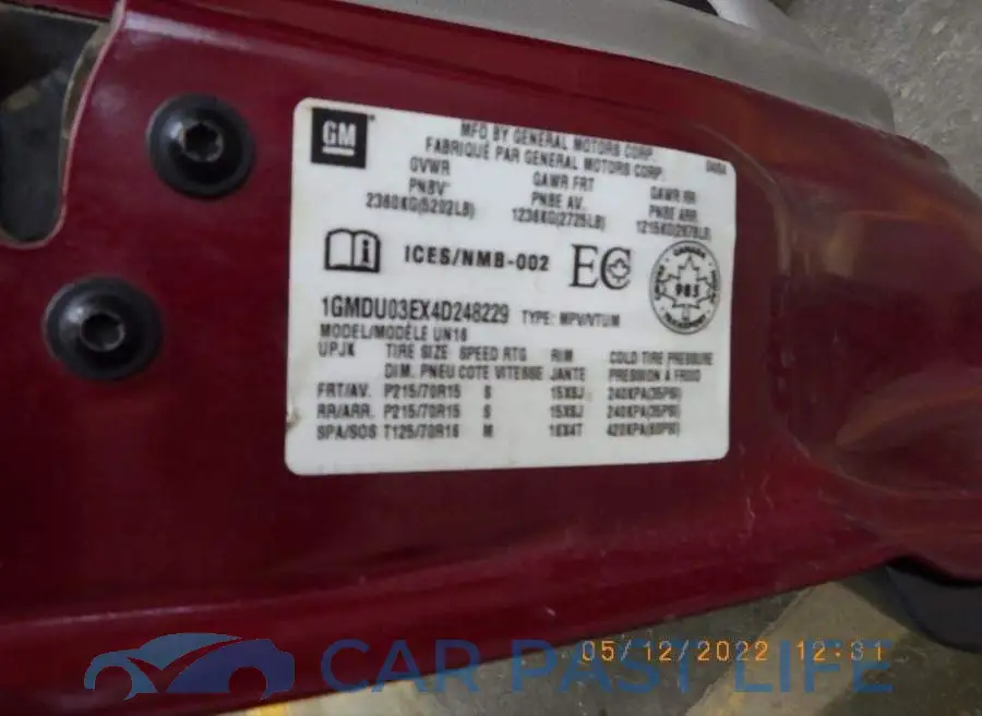 1GMDU03EX4D248229# 10