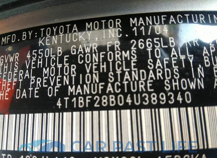 4T1BF28B04U389340# 9