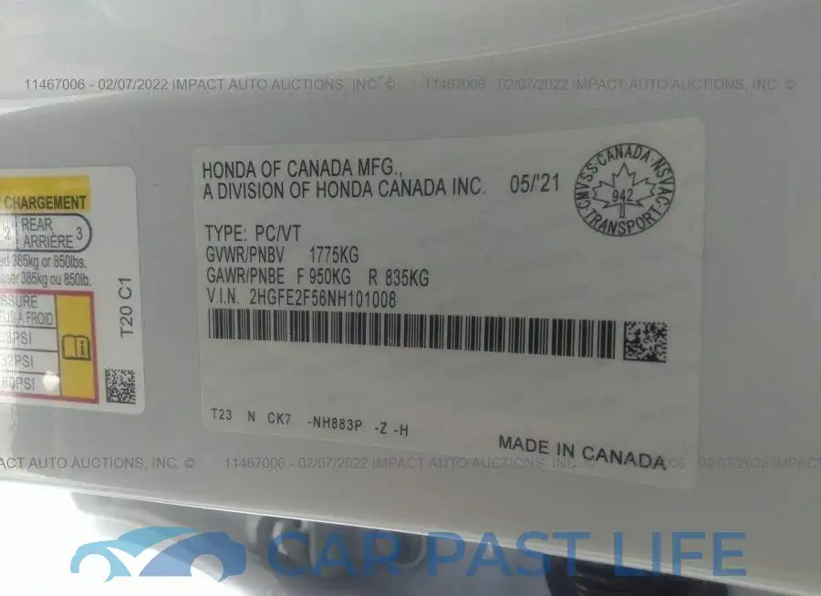 2HGFE2F56NH101008# 9