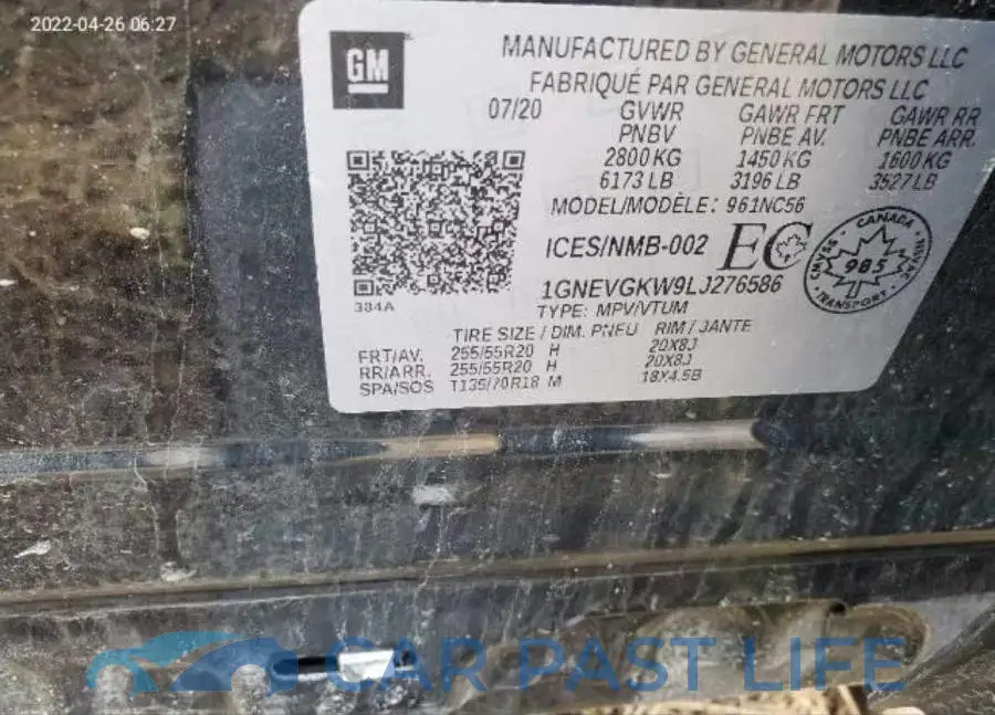 1GNEVGKW9LJ276586# 9