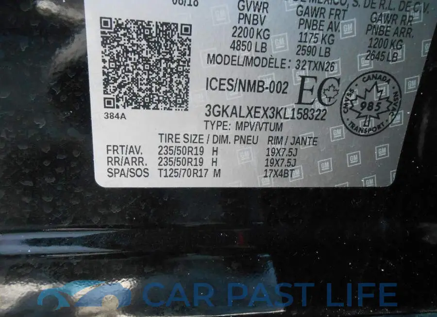 3GKALXEX3KL158322# 9
