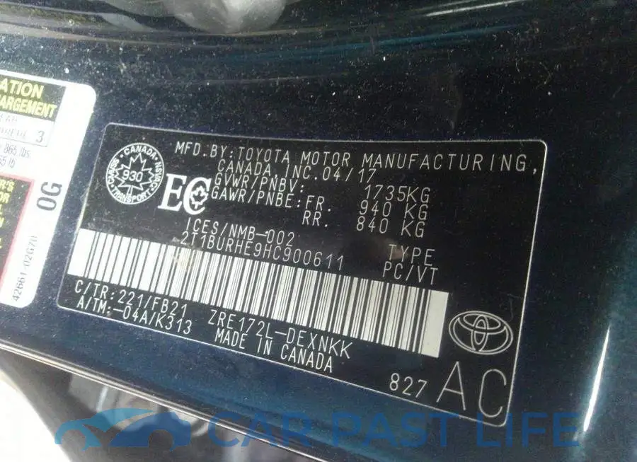 2T1BURHE9HC900611# 9