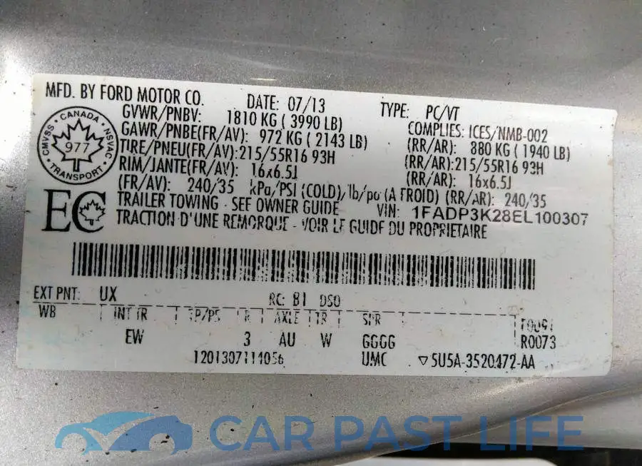 1FADP3K28EL100307# 9