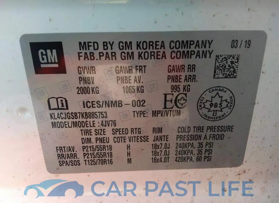 KL4CJGSB7KB885753# 9