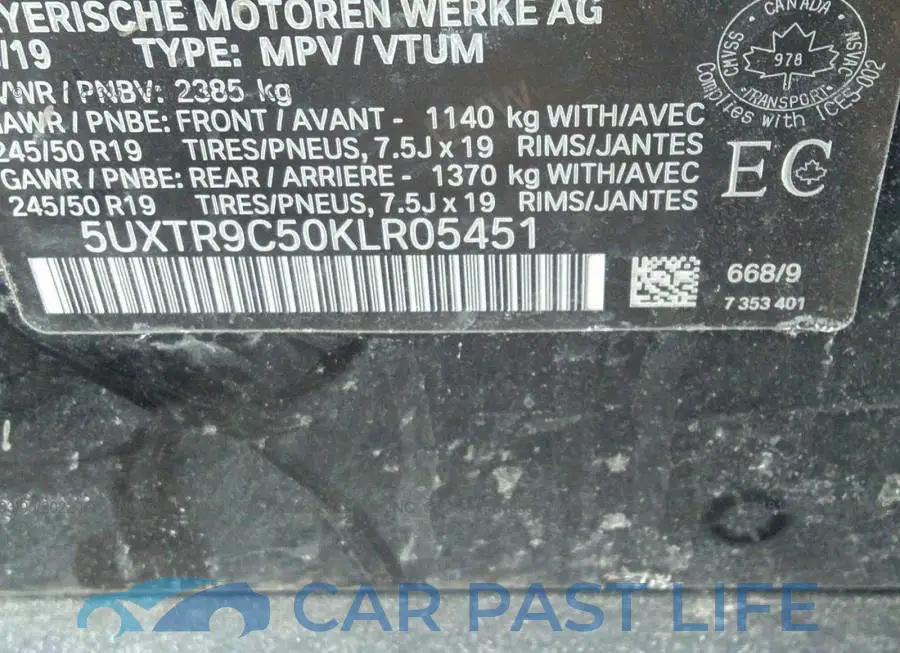 5UXTR9C50KLR05451# 9