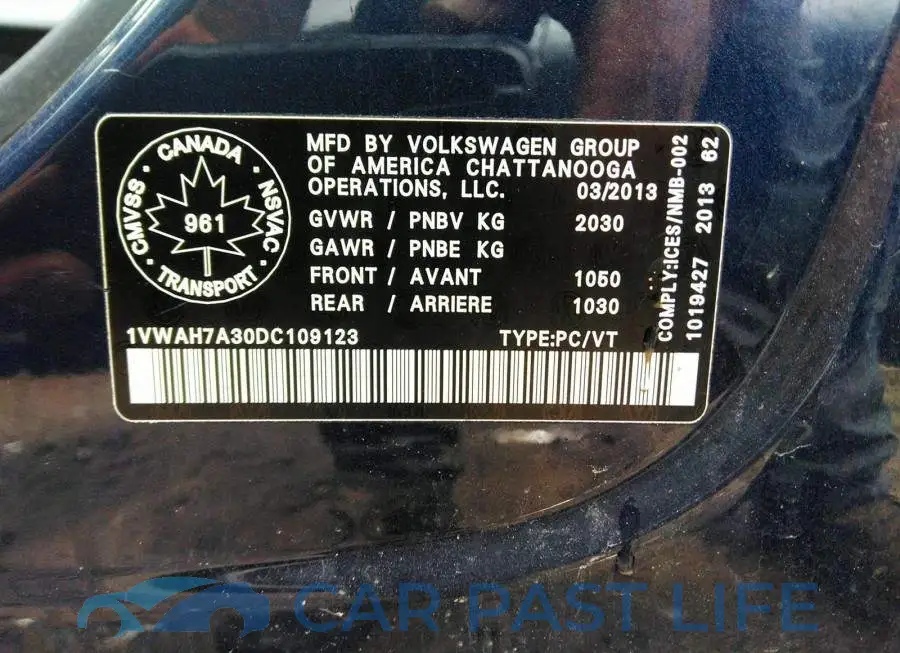 1VWAH7A30DC109123# 9