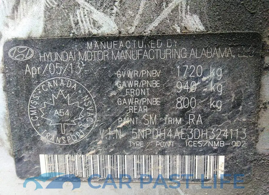 5NPDH4AE3DH324113# 9