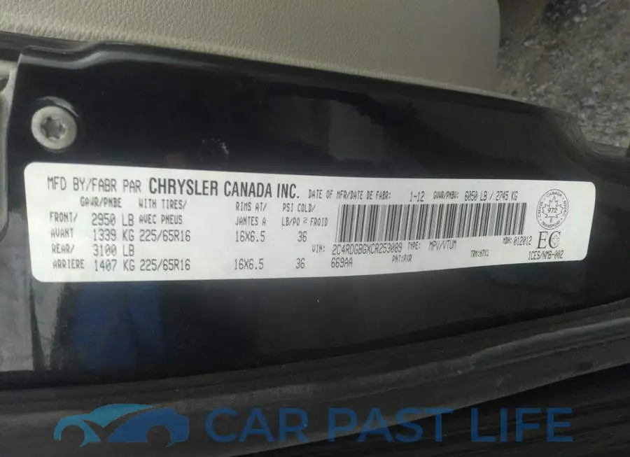 2C4RDGBGXCR253089# 9