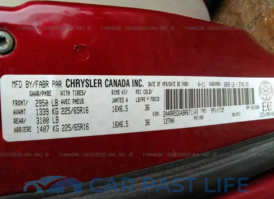 2A4RR5DG4BR671143# 9