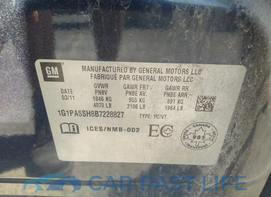 1G1PA5SH8B7228827# 9