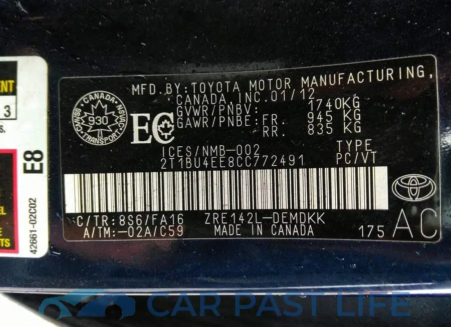2T1BU4EE8CC772491# 9