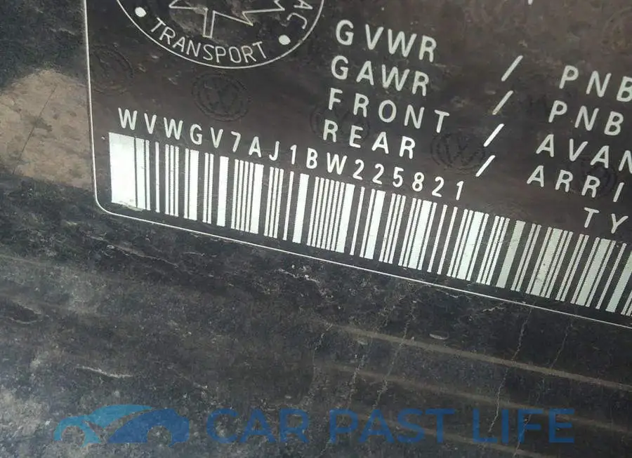 WVWGV7AJ1BW225821# 9