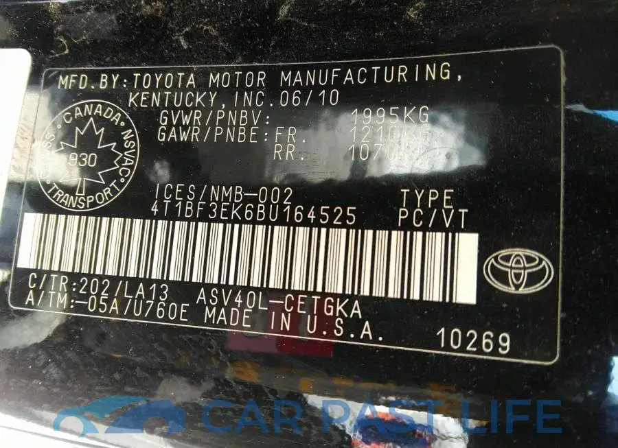 4T1BF3EK6BU164525# 9