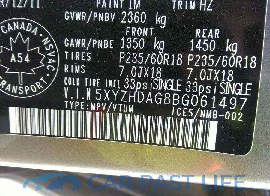 5XYZHDAG8BG061497# 9