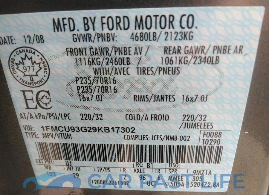 1FMCU93G29KB17302# 9