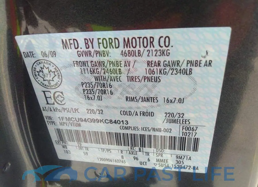 1FMCU94G99KC84013# 9