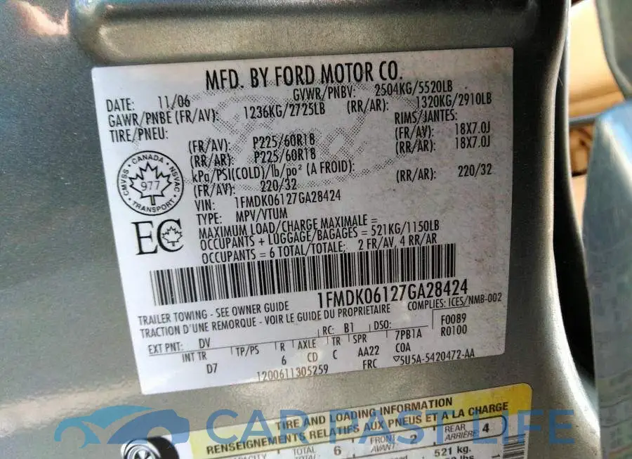 1FMDK06127GA28424# 9