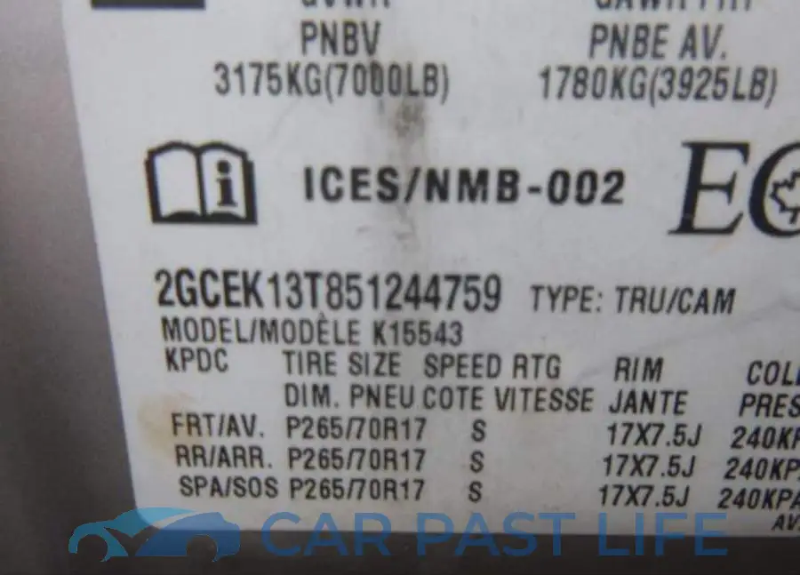2GCEK13T851244759# 9
