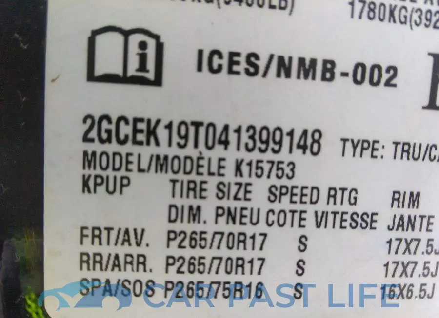 2GCEK19T041399148# 9