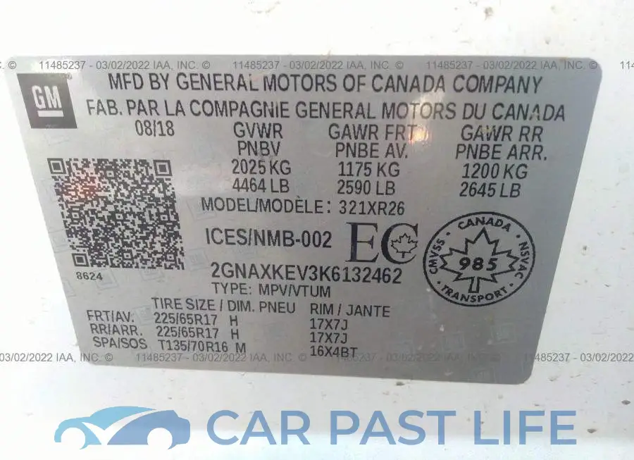 2GNAXKEV3K6132462# 9