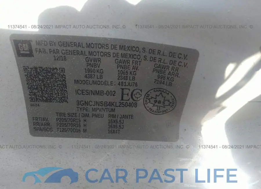 3GNCJNSB4KL250408# 9