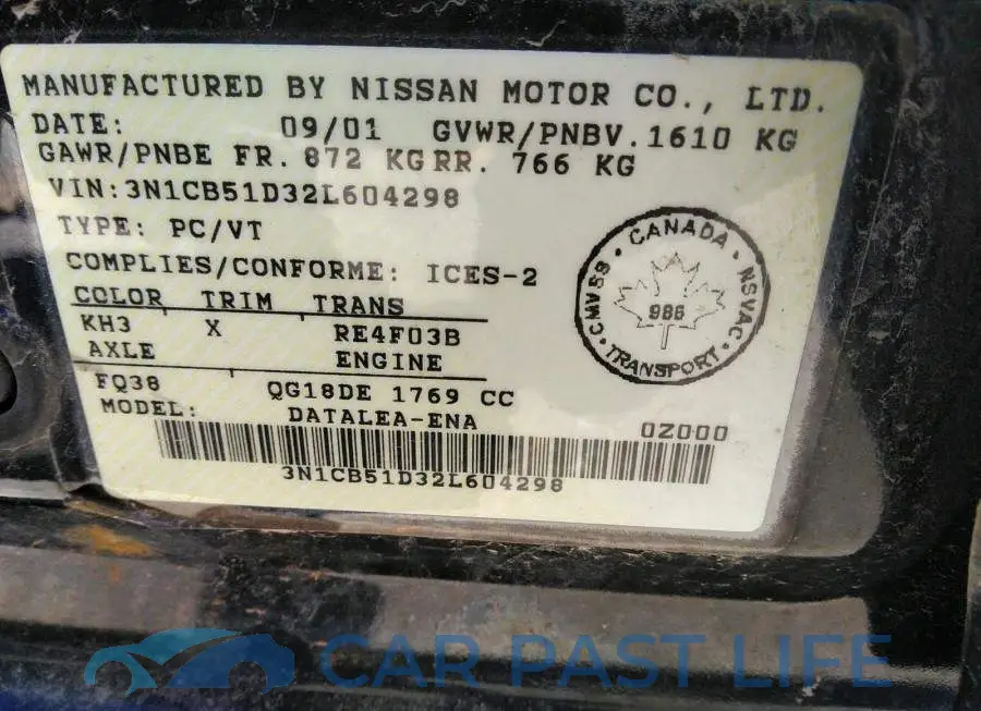 3N1CB51D32L604298# 9