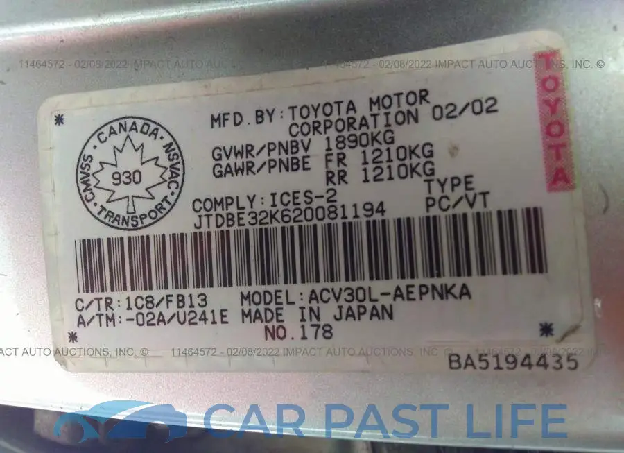 JTDBE32K620081194# 9