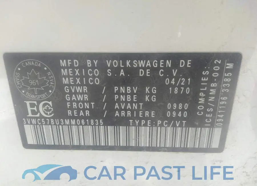 3VWC57BU3MM061835# 9