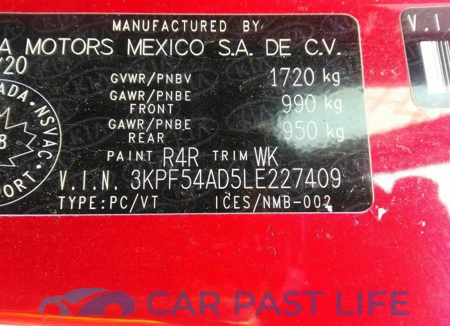 3KPF54AD5LE227409# 9
