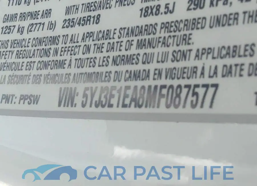 5YJ3E1EA8MF087577# 9