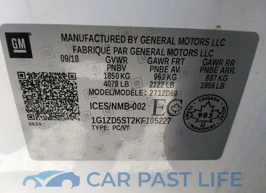 1G1ZD5ST2KF105227# 9
