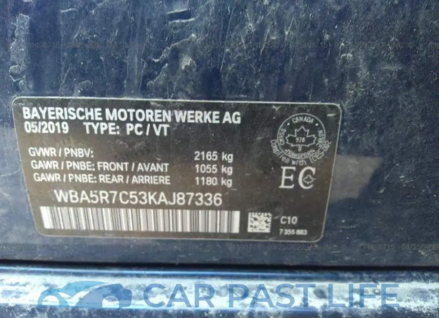 WBA5R7C53KAJ87336# 9