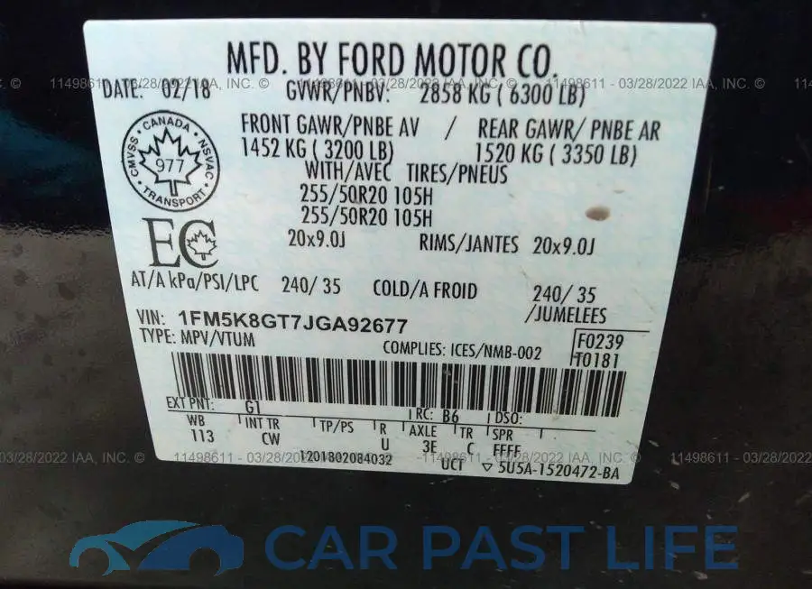 1FM5K8GT7JGA92677# 9