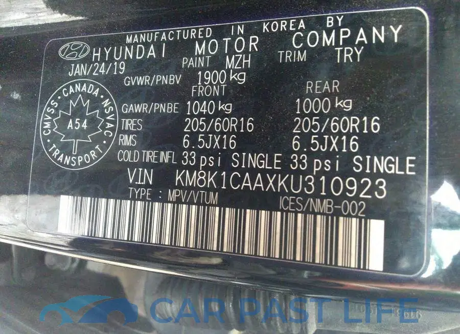 KM8K1CAAXKU310923# 9