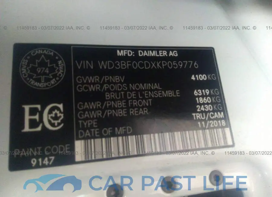 WD3BF0CDXKP059776# 9