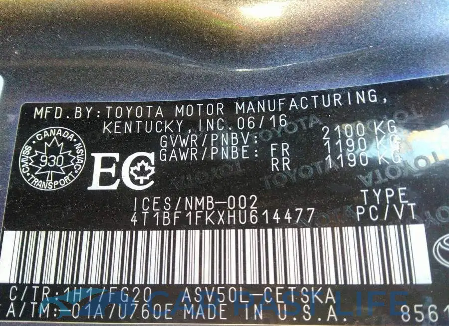 4T1BF1FKXHU614477# 9