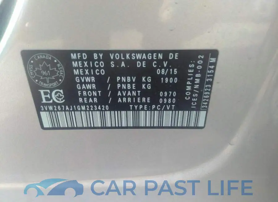 3VW267AJ1GM223420# 9