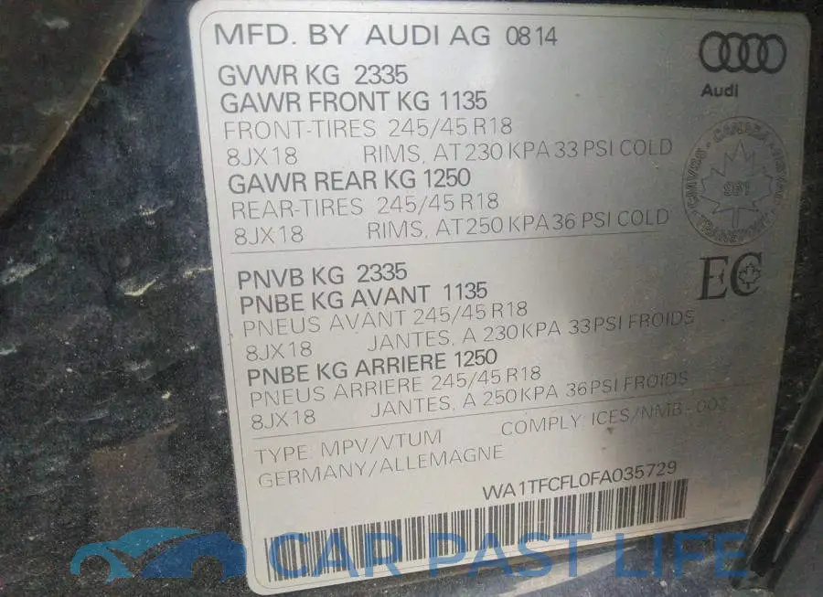 WA1TFCFL0FA035729# 9