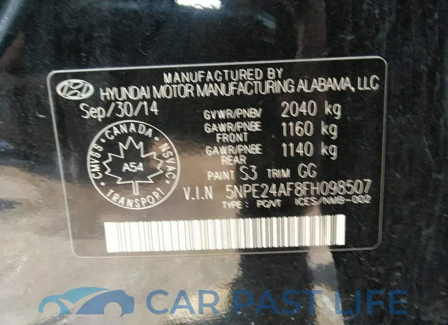 5NPE24AF8FH098507# 9