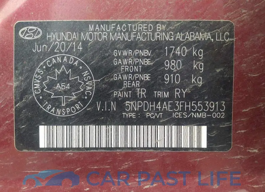 5NPDH4AE3FH553913# 9
