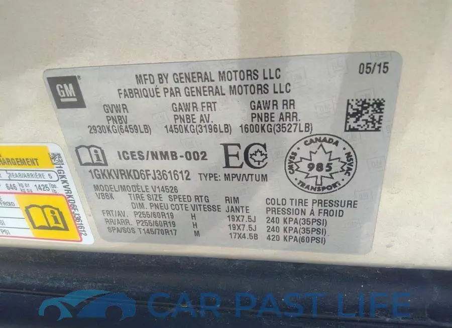 1GKKVRKD6FJ361612# 9
