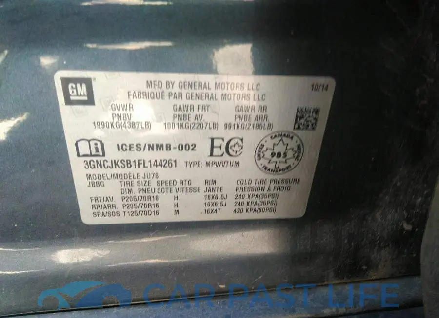 3GNCJKSB1FL144261# 9