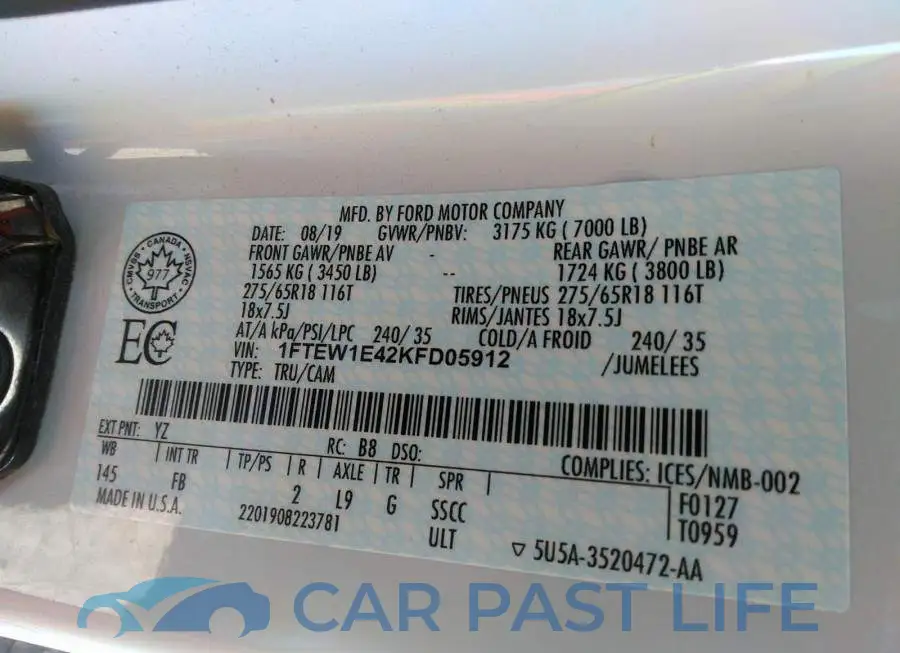 1FTEW1E42KFD05912# 9