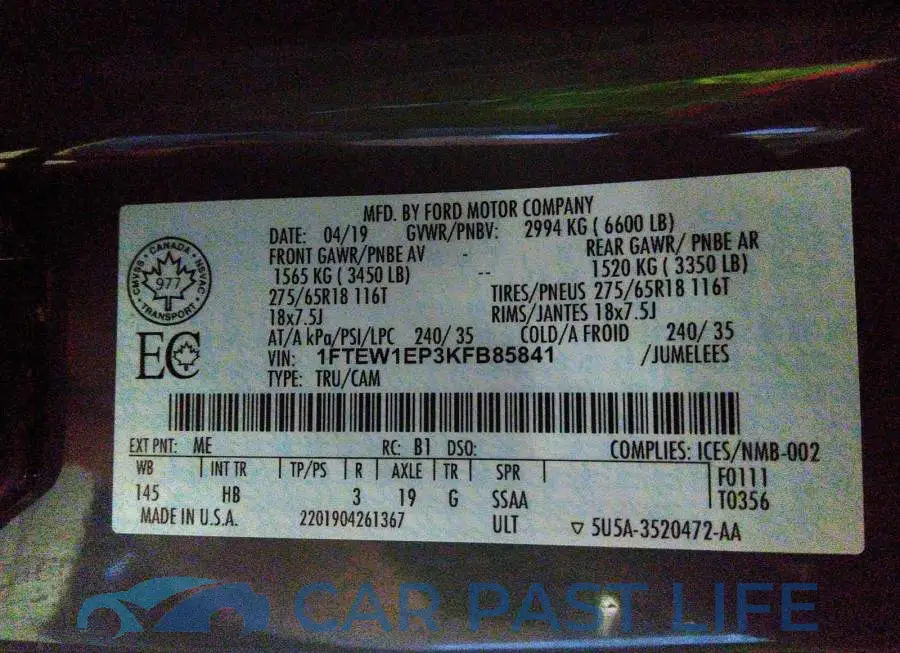1FTEW1EP3KFB85841# 9
