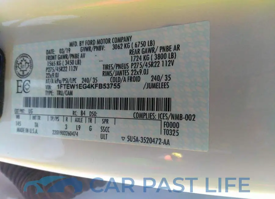 1FTEW1EG4KFB53755# 9
