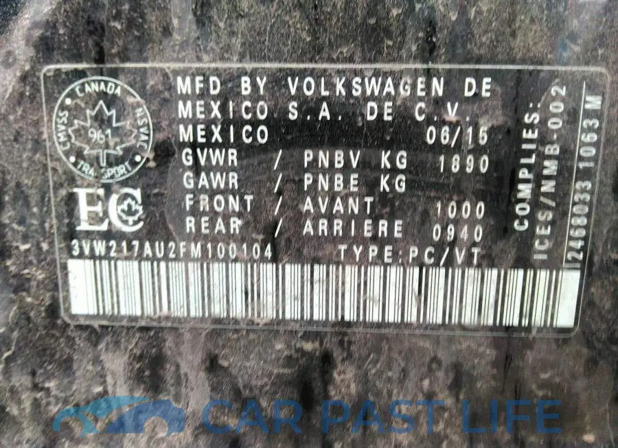3VW217AU2FM100104# 9